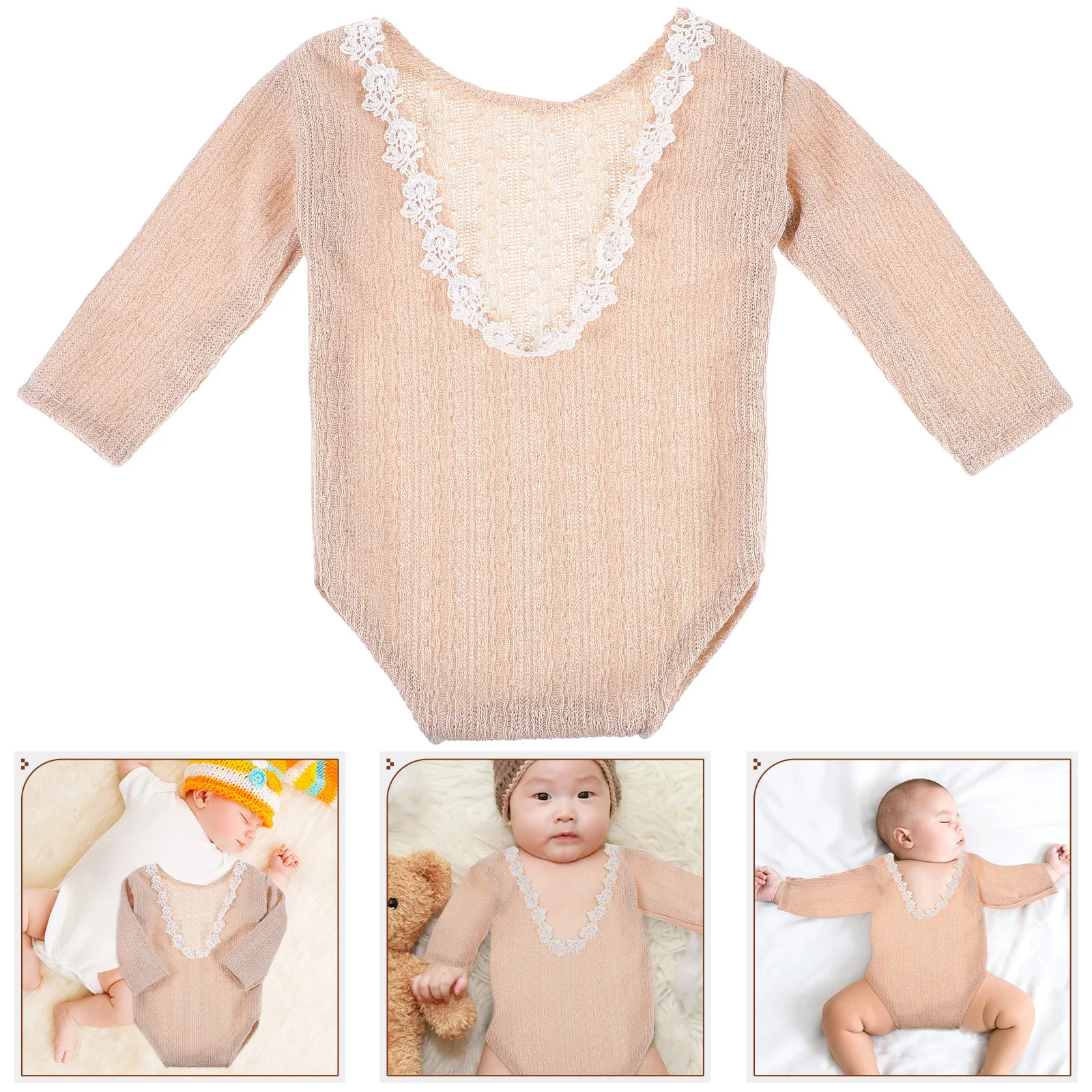 Pelele de fotografía para niña recién nacida, traje bonito de manga larga para niña, pelele seguro y cómodo para bebé, accesorio para fotografía - imagen 4
