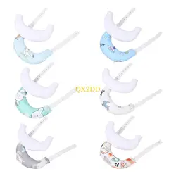 Almohada bebé QX2D con soporte ergonómico cuello almohada algodón transpirable con patrón dibujos animados para