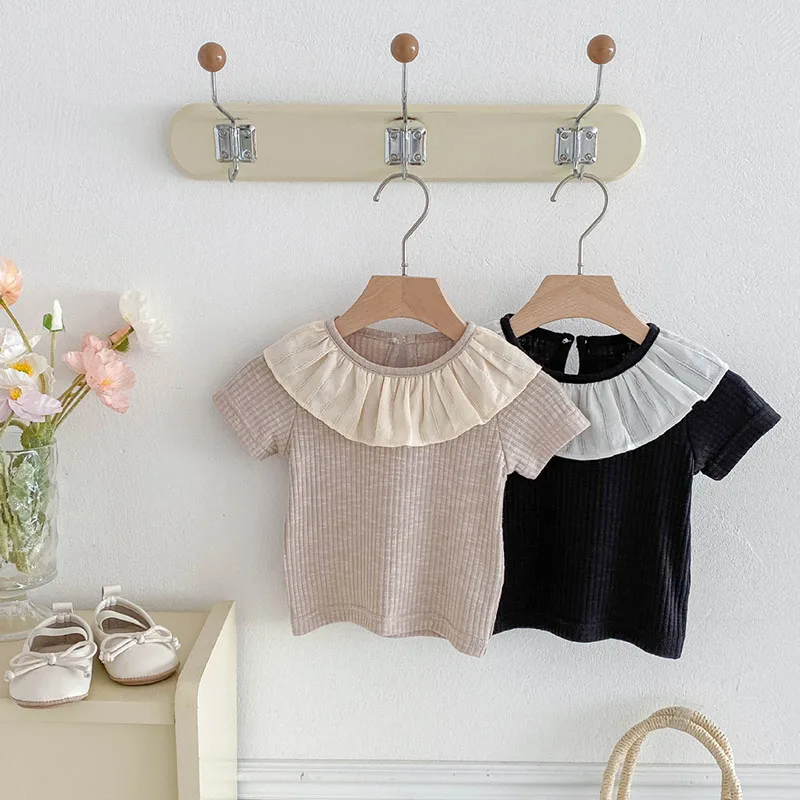 MILANCEL, nueva ropa de verano para bebés de 0 a 3T, bonita camisa de manga corta con retazos para niñas, prendas de vestir finas y cómodas para niños pequeños, Tops - imagen 2