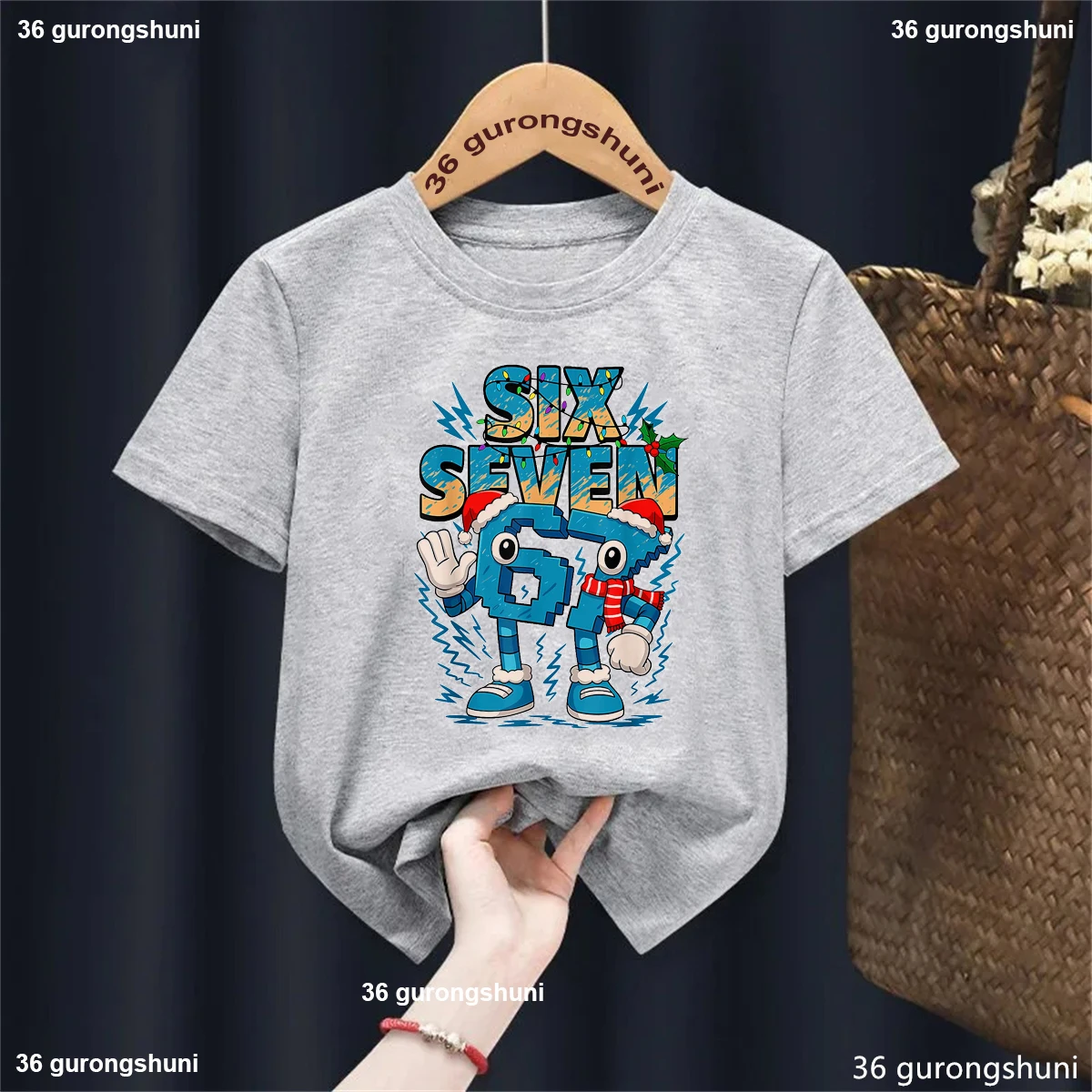 Italian Brainrot 67 Six Seven Meme Printed T Shirt Girls/Boys Christmas Gift T-Shirt White/Pink/Blue/Grey/Yellow/Black Tshirt - imagen 4