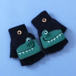 Guantes de medio dedo con tapa para niños - dibujos Jacquard