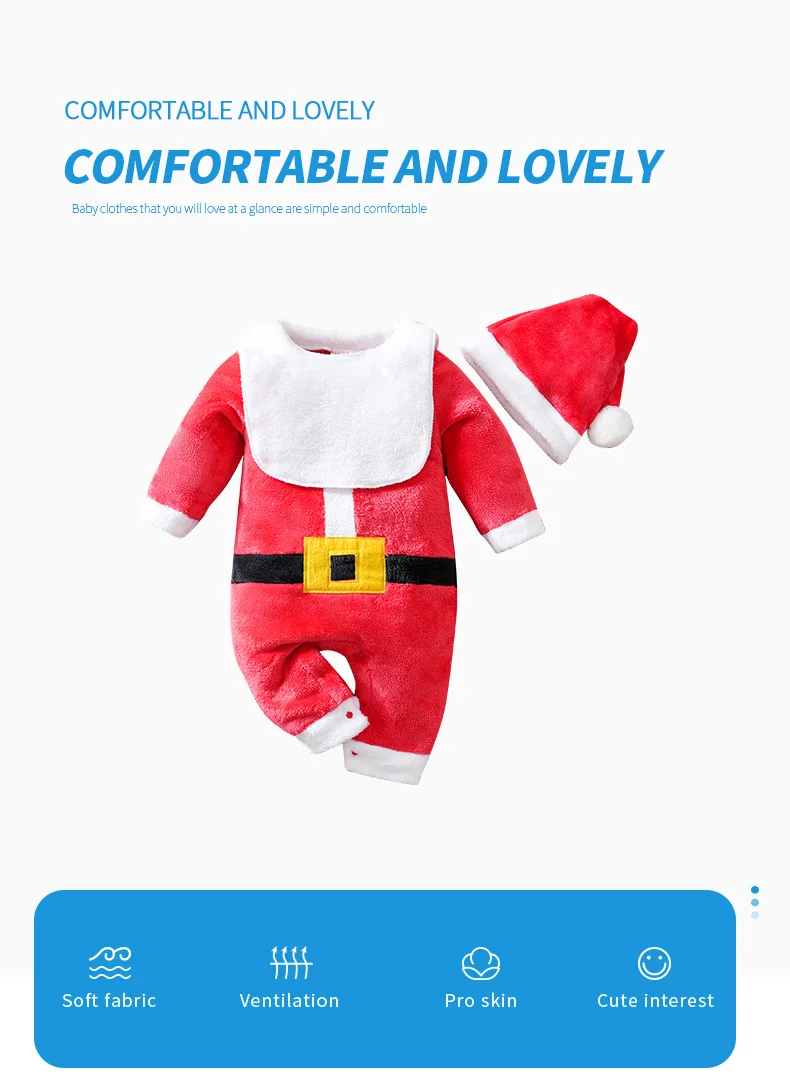 Bebé con pelele navideño rojo y gorro