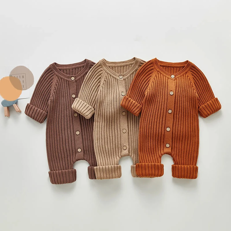 Milangel Pelele de punto liso infantil para niñas – Otoño bebé - imagen 3