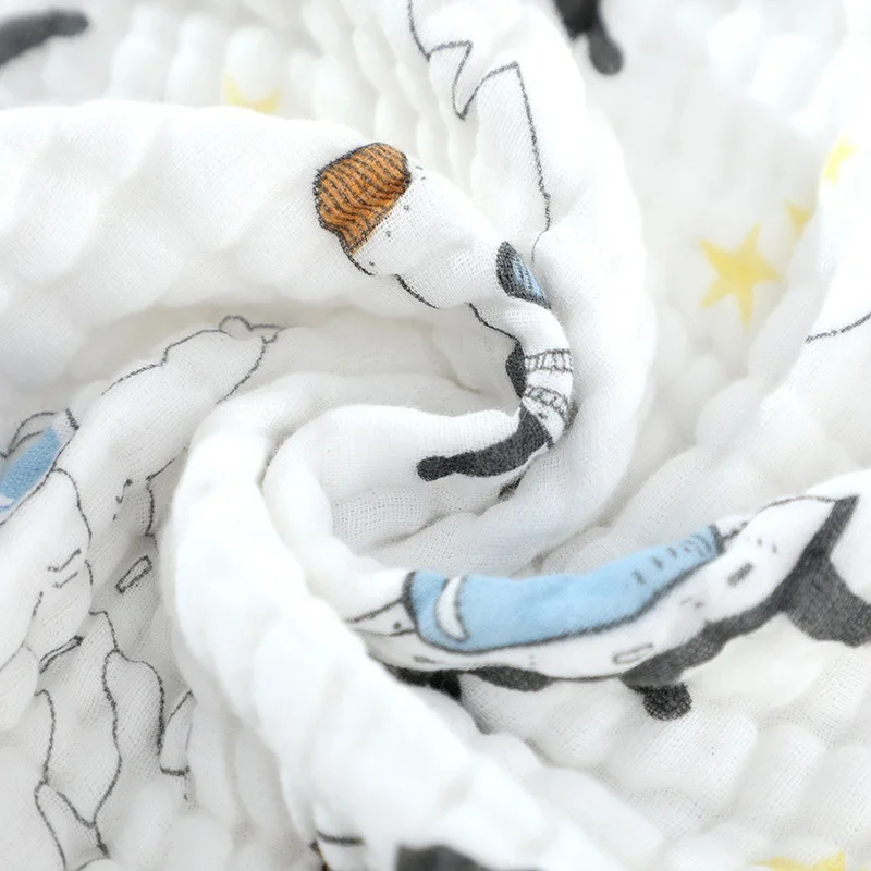 Toalla de baño de gasa, manta infantil Xia Liang, abrazada por seis capas de mantas para recién nacidos de ala ancha de alta densidad - imagen 4