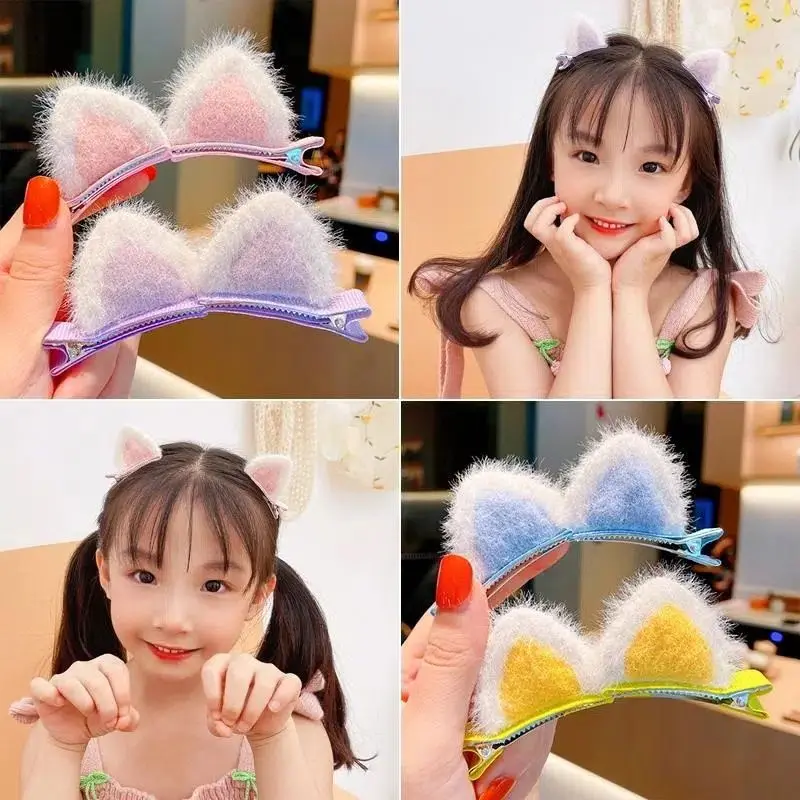 Pinzas para el pelo de peluche de gato infantiles con orejas - imagen 3
