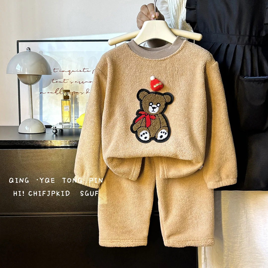 Pijama terciopelo grueso niños niñas – Conjunto de invierno - imagen 3