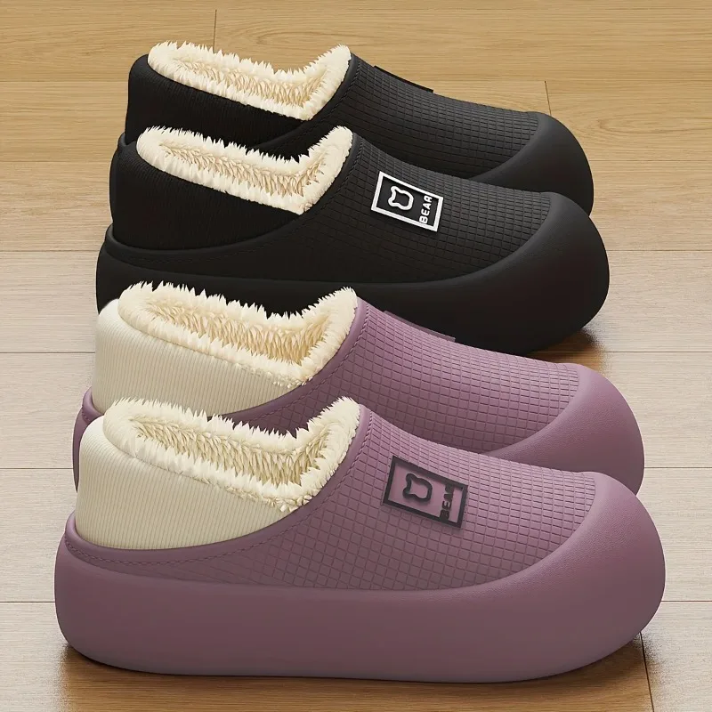 Zapatillas bebé impermeables de algodón con forro felpa antideslizante