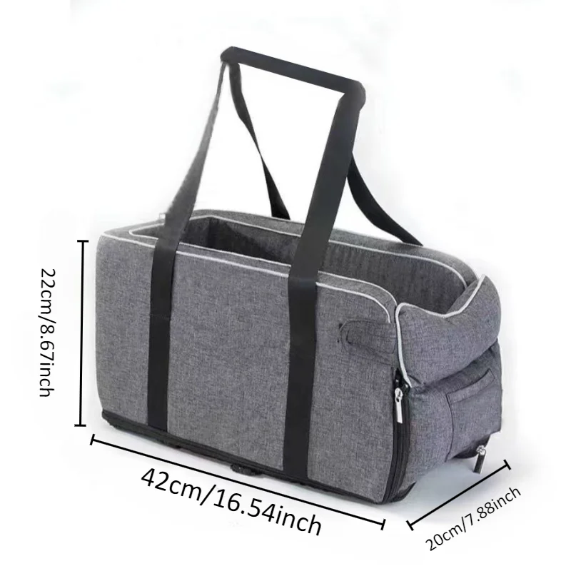 Asiento elevador de coche para mascotas, con accesorio seguro para reposabrazos, asiento de seguridad de viaje de algodón acogedor, bolsa portátil para perros y gatos pequeños, 1 ud. - imagen 2