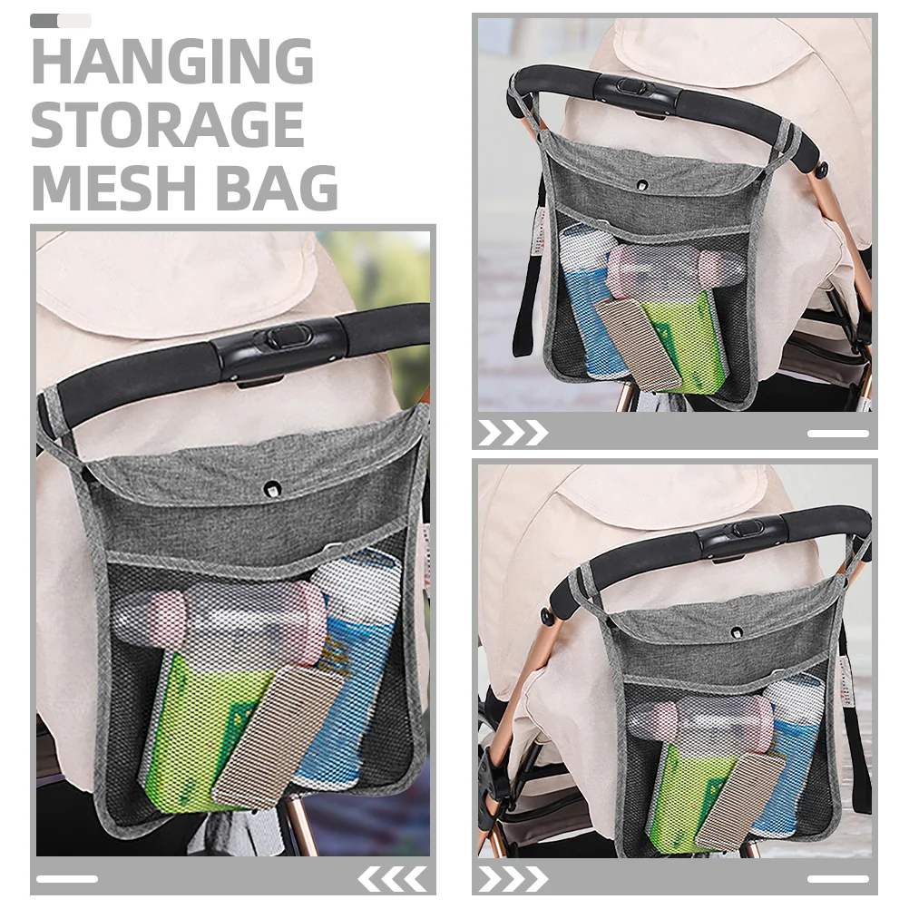 Bolsa colgante de malla para cochecito de bebé, organizador de almacenamiento lateral, bolsa de almacenamiento portátil duradera para accesorios de pañales, 2 uds.