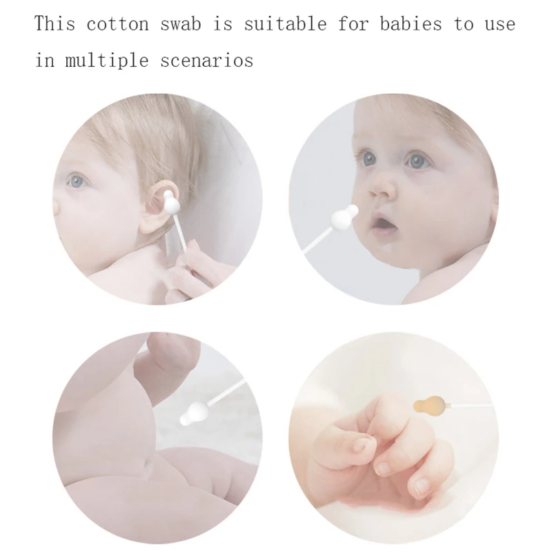 Hisopos de algodón para bebé, palo de limpieza de orejas y nariz con doble punta para niños, hisopo de algodón de bambú para limpieza de maquillaje multifuncional - imagen 2
