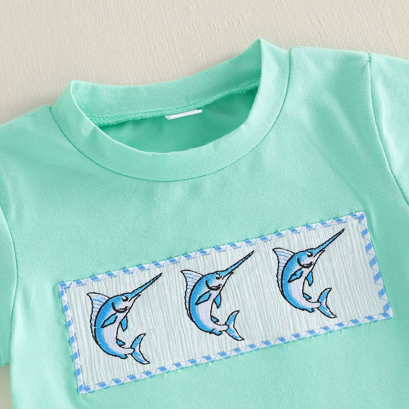 Conjunto bebé Tregren camiseta bordada de pez y pantalón corto - imagen 5