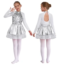 Vestido de baile con lentejuelas para niñas – Tutú y mangas largas