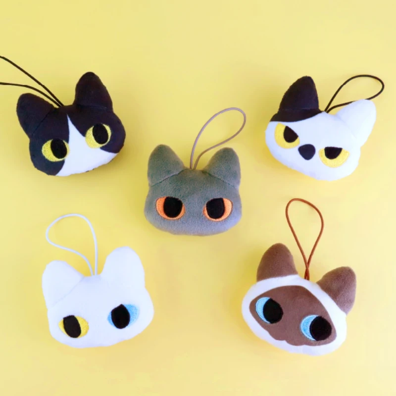 Fukuya cápsula de juguete kawaii de peluche cara grande cabeza neko Hachi gato siamés gatito de ojos extraños esponjoso figuras colgantes de felpa gasha - imagen 2