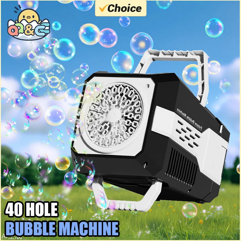 Máquina de burbujas de 40 agujeros, pistola de burbujas automática portátil de mano, juegos de fiesta de jabón, juguetes para niños al aire libre, regalos