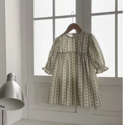 Vestido infantil floral manga larga – Estilo princesa para niña