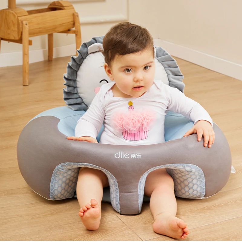 Lindo bebé aprendiendo a sentarse, asiento de entrenamiento a prueba de caídas de dibujos animados, sofá pequeño de seguridad para bebé, silla de entrenamiento agrandada y ensanchada - imagen 2