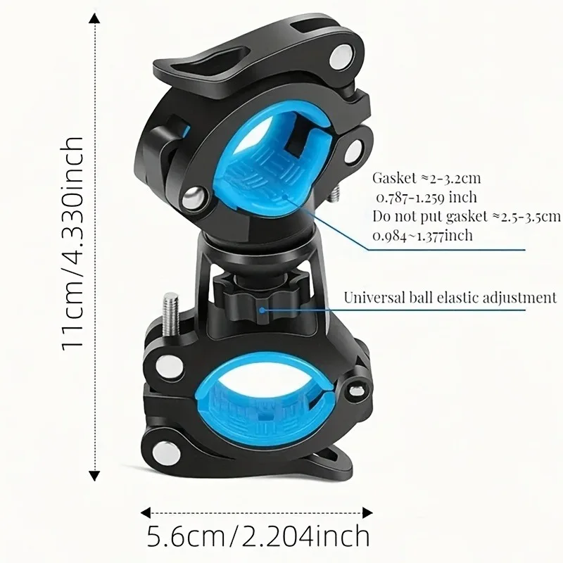 Soporte para bicicleta mejorado - 360 °   Linterna con rotación de 3 configuraciones y soporte para mini bomba |   Perfecto para paseos nocturnos (sin batería) - imagen 3