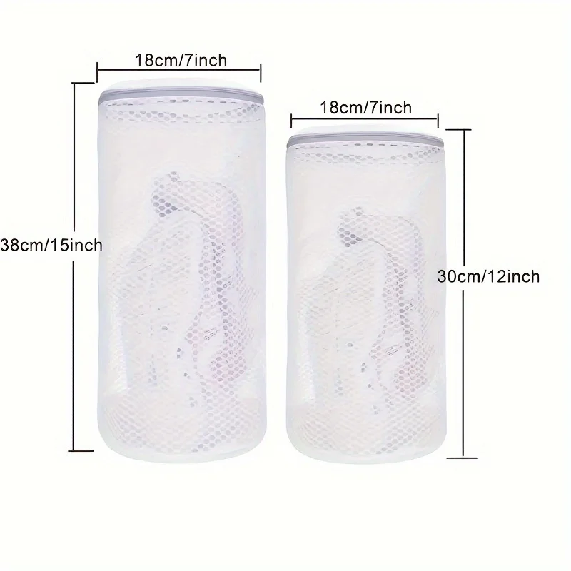 2 bolsas para lavar zapatos, bolsas de malla para la colada con tela de panal y cremallera gris, bolsas limpiadoras de zapatos duraderas y transpirables - imagen 4