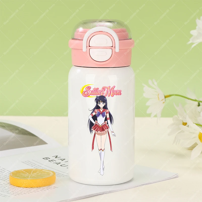 Sailor Moon-frasco de vacío de invierno para niños, botella de agua bonita de dibujos animados para niña, contenedor de taza portátil de Anime, tazas de acero inoxidable - imagen 3