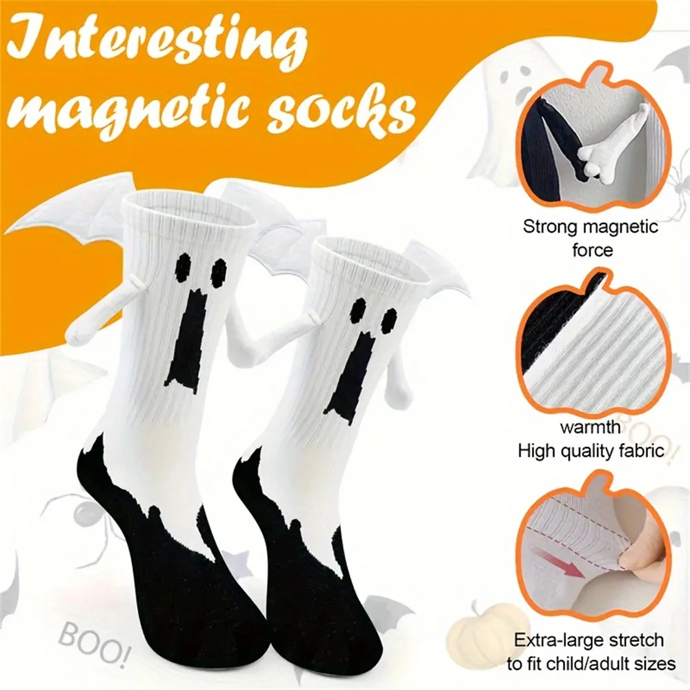 Calcetines de Halloween de algodón a media pantorrilla con murciélago - imagen 3