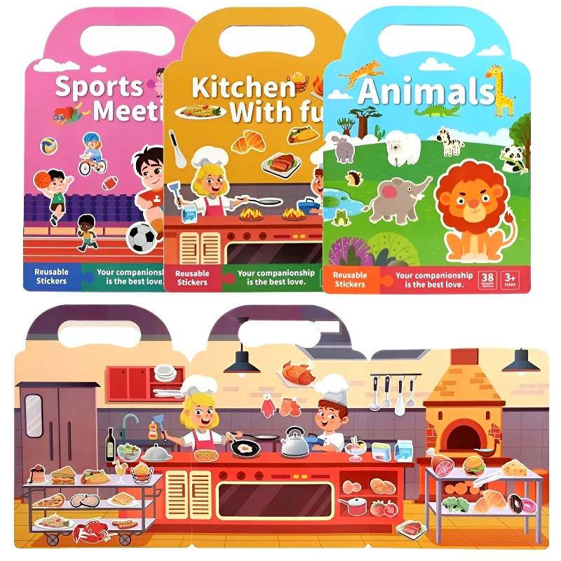 Libro de pegatinas DIY para niños, pegatina de escena de burbujas, juguete de pasta de gelatina, portátil, reutilizable, pasta silenciosa y ocupada, un libro