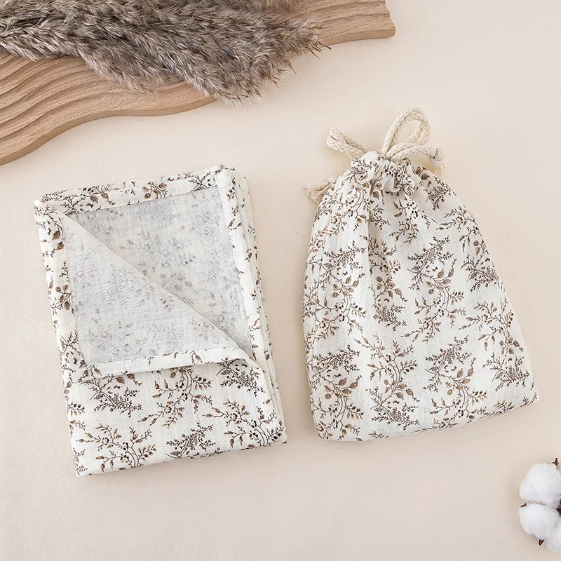 Manta envolvente de muselina de algodón para bebé, bolsas de almacenamiento con cordón, Toalla de baño para bebé, bolsa colgante cómoda, artículo de cama, 2 uds. - imagen 5