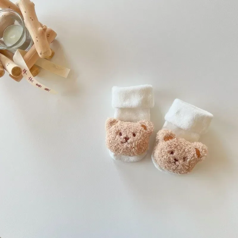 Calcetín cálido para bebé, moda Kawaii, muñeca de dibujos animados, oso, Terry Loop, calcetín hasta la pantorrilla para niño pequeño, niña, Otoño Invierno, calcetín antideslizante para chico - imagen 2