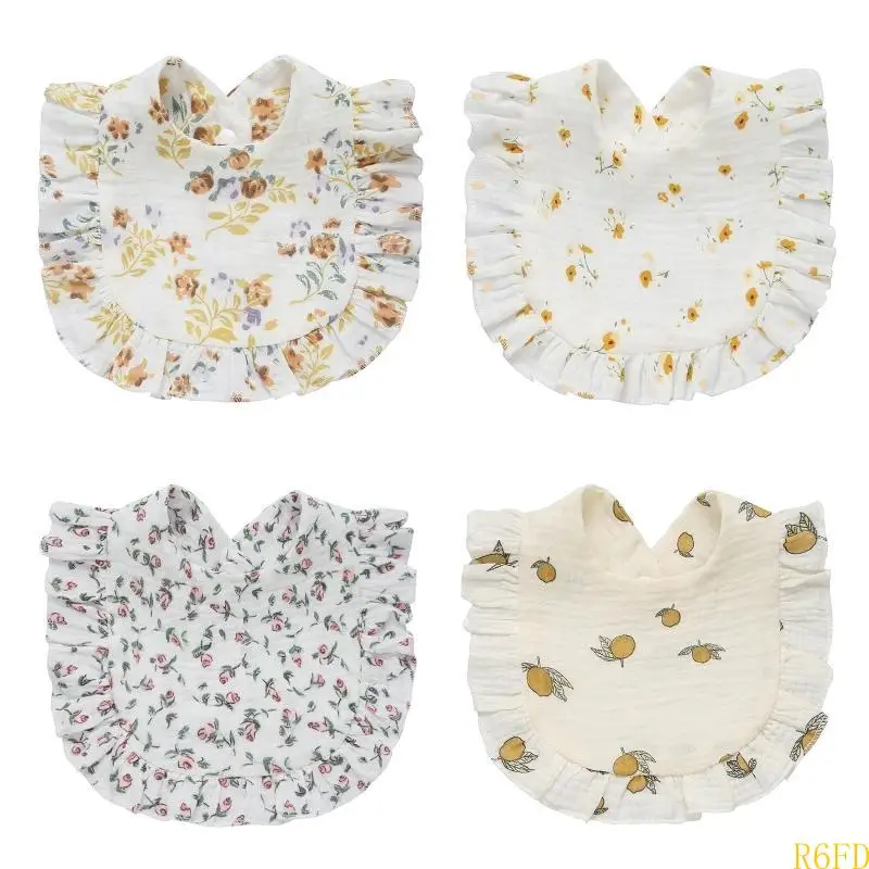 R6fd babero para niños niña 0-24 meses babero babeo floral transpirable con hebilla escondida hebilla sueño dentición - imagen 4