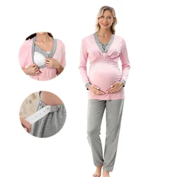Pijama de lactancia de maternidad cómodo, camisón suave para invierno