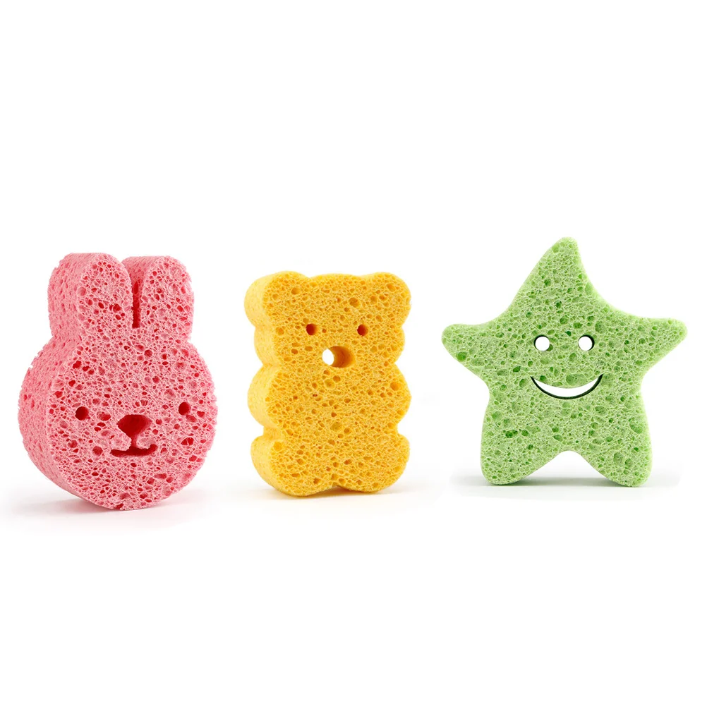 Esponja de baño para bebé, Material Natural suave, fácil de limpiar, almohadillas de baño de animales de dibujos animados, esponja de lufa, 6 uds. - imagen 3