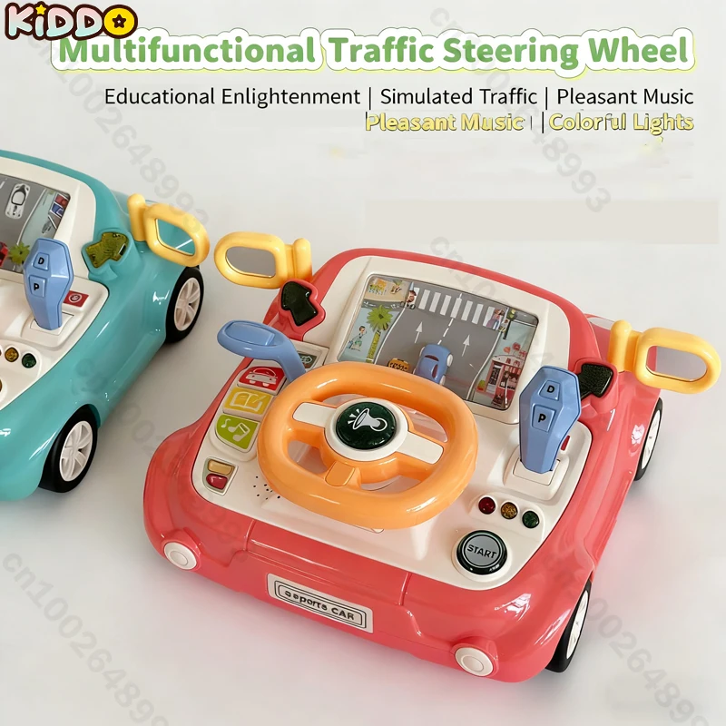 Juguetes de simulación para volante, coche eléctrico para conducción, juguetes musicales con sonido para niños, juguetes para cochecito de copilotos de educación temprana, regalo de Navidad