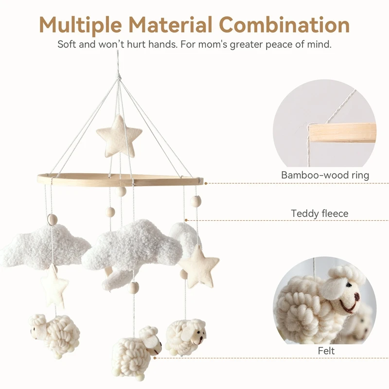 Alpaca Montessori redonda – Juego de emparejar con colgante nube - imagen 3