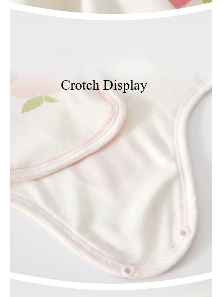 Pelele triangular para bebé recién nacido, ropa de algodón puro para niños y niñas, mono de manga larga con estampado de melocotón bonito de 1-3-6M - imagen 5