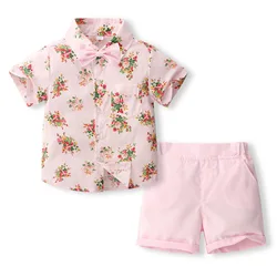 Conjunto veraniego infantil traje de piezas, moda coreana, lazo floral