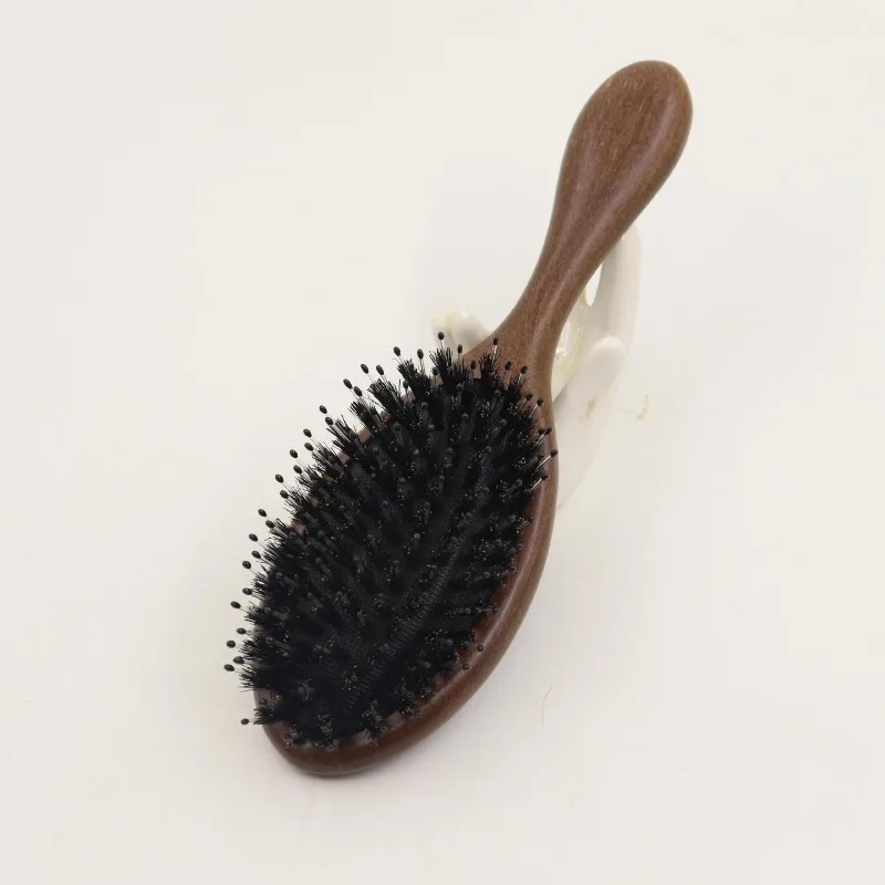 Peine con cojín de aire de cerdas de jabalí de sándalo: masaje del cuero cabelludo y peine meridiano, cabello liso, añade volumen, perfecto para uso doméstico. - imagen 2