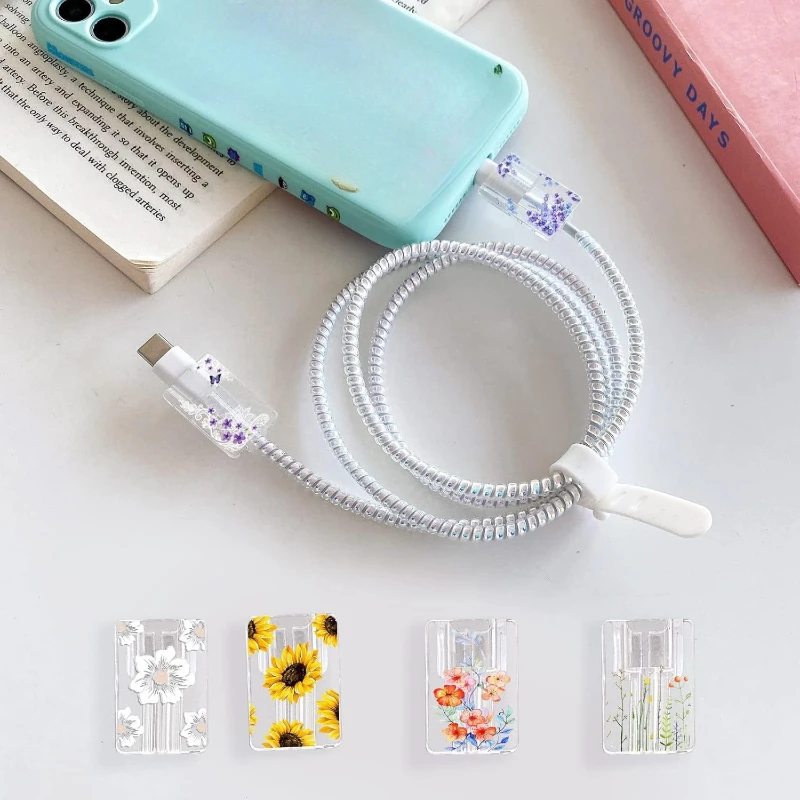 Enrollador de Cable de cargador de silicona suave, funda protectora de Cable de carga rápida para Apple IPhone, Cable de datos, Clip de funda de amor rosa, 1 Uds. - imagen 4