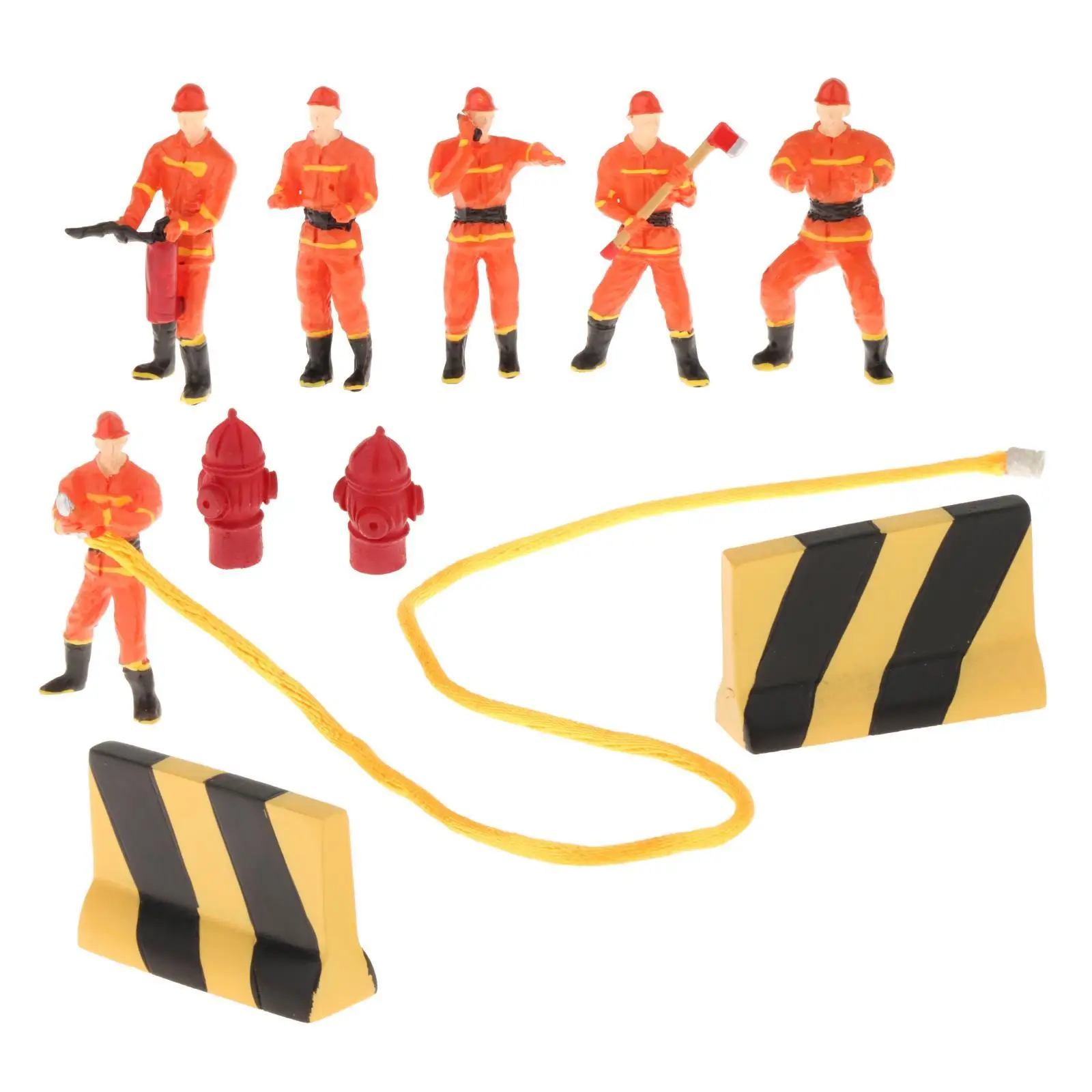 Simulation Firefighter Scene Resin Dioramas 1:50 for Trains Railroad Dollhouse Model Accessories Fairy Garden Photography Props