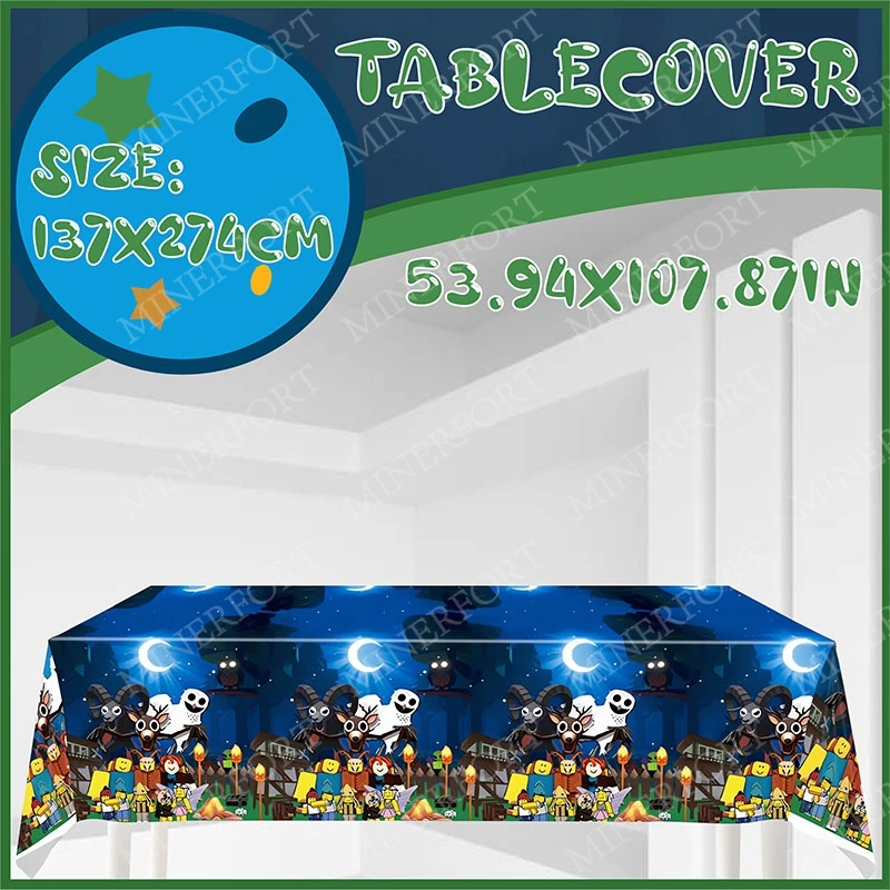 Roblox 99 noches en el bosque mantel temático de dibujos animados para celebrar decoración Anime cumpleaños Baby Shower suministros para fiestas