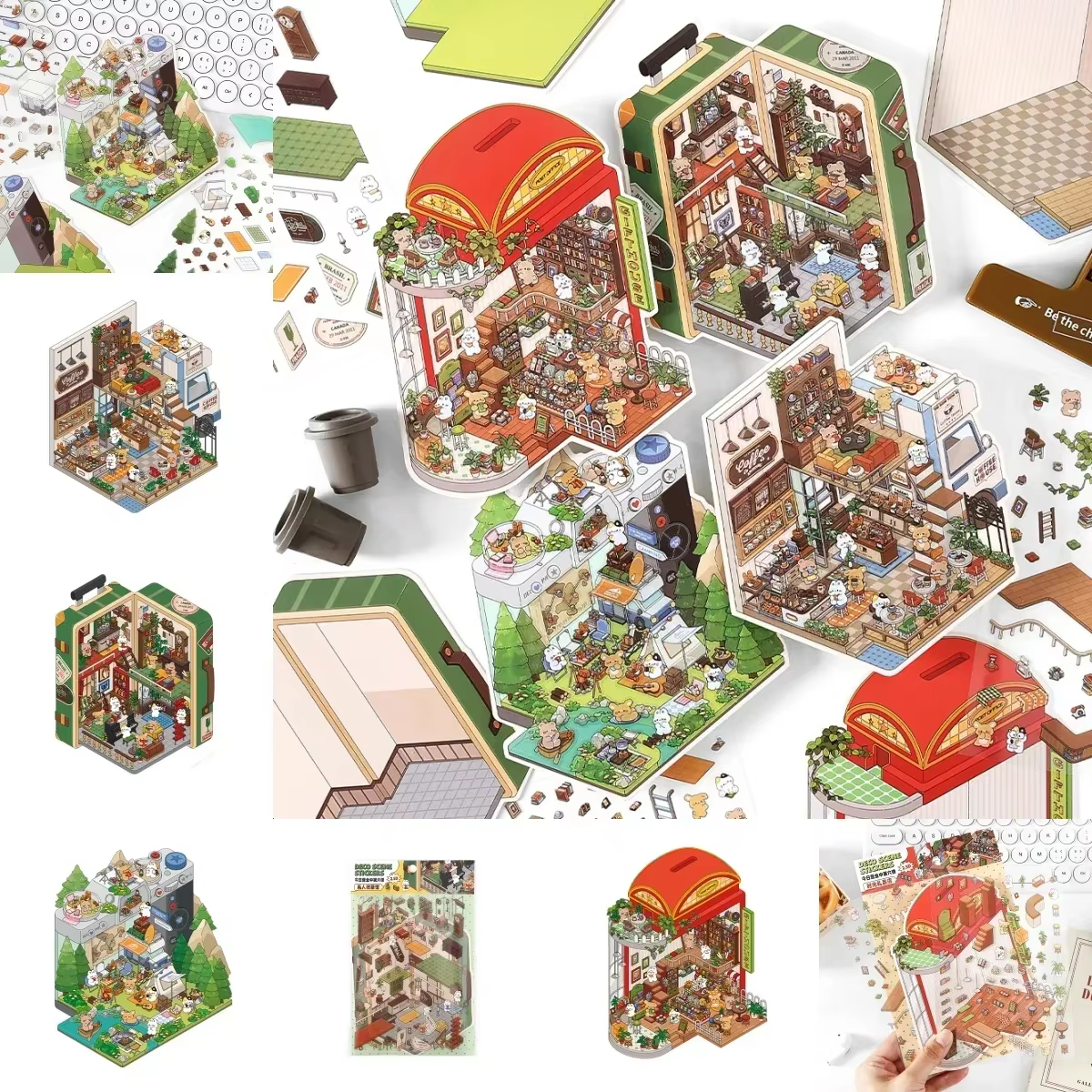 Infeelme PET 3D Pegatinas Scrapbooking – Paisaje y Dibujos Animados - imagen 4