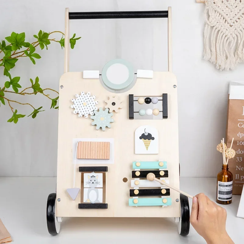 Rompecabezas para niños, Educación Temprana, aprendizaje a caminar, conduciendo un carrito, ayuda a los bebés, aprender a caminar, carrito de compras, juguetes de madera - imagen 4