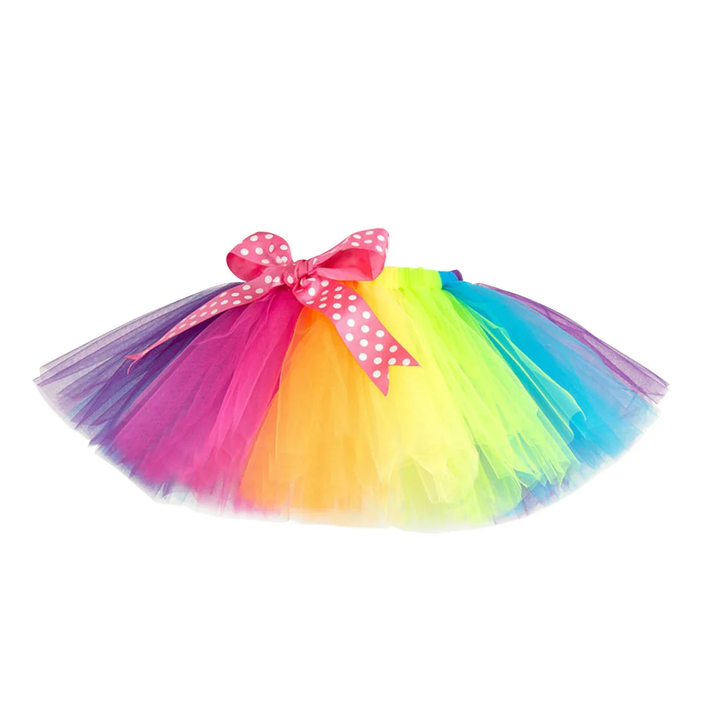 Vestido de arcoíris para niñas, falda tutú para bebé, diseño de volantes de malla multicapa, correa ajustable para Ballet, carnaval, fiesta, puesta en escena - imagen 5