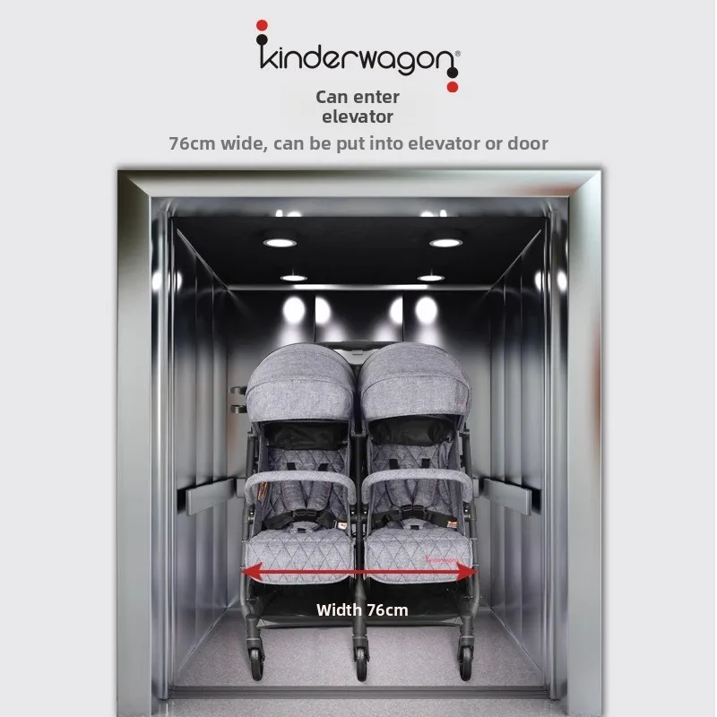 Cochecito gemelo kinderwagon integrado, ligero, plegable, para recién nacido de 0/4 años, puede sentarse y acostarse - imagen 3