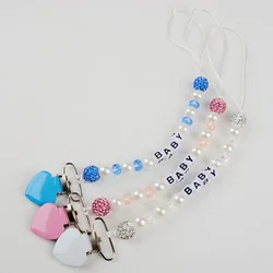 Cadena anticaída para chupete de cristal de arcilla corazón