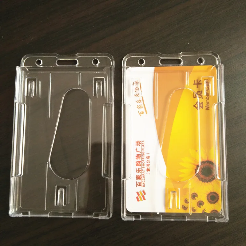 2 uds soporte de insignia de plástico duro doble tarjeta transparente Vertical plástico duro Multi tarjeta ID titular de la insignia crédito Multi