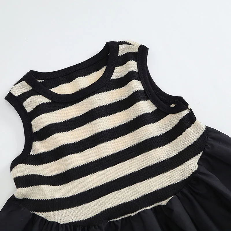 Ropa de verano para niños, moda coreana para niñas, vestidos de princesa sin mangas a rayas para bebés, vestido para niños pequeños, ropa de Boutique para niños B060 - imagen 4