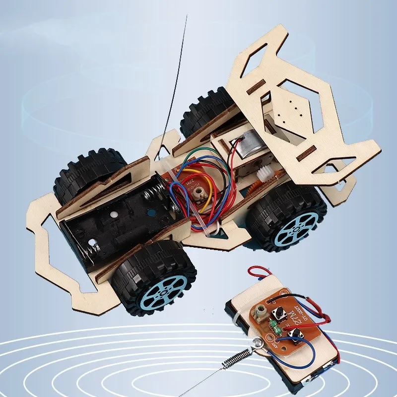 Juguetes eléctricos de carreras de madera con Control remoto para niños, tecnología de innovación, juguetes eléctricos inalámbricos de tracción en las cuatro ruedas ensamblados a mano - imagen 5