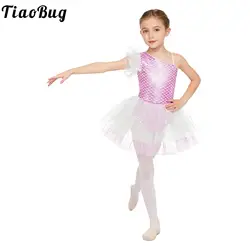 Vestido tutú de ballet para niñas un hombro escamas pescado sirena