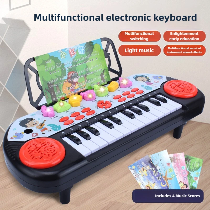 Teclado de Piano de 24 teclas, juguete de aprendizaje interactivo con canción de demostración, regalo Musical para niños de 3 a 6 años, herramienta de educación temprana, regalo de cumpleaños - imagen 2