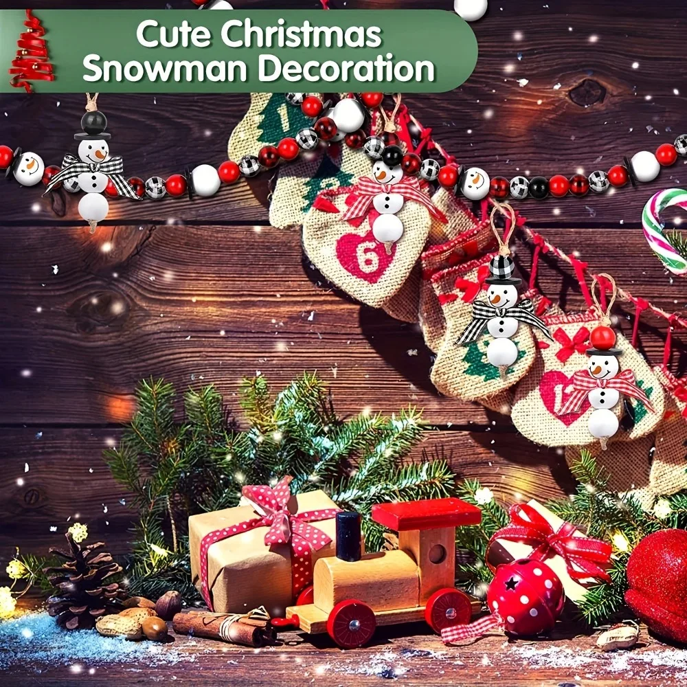 Kit de fabricación de PULSERAS CON ABALORIOS de Navidad, cuentas de madera, manualidades DIY, conjunto de fabricación de joyas, decoración navideña para niñas y mujeres - imagen 3