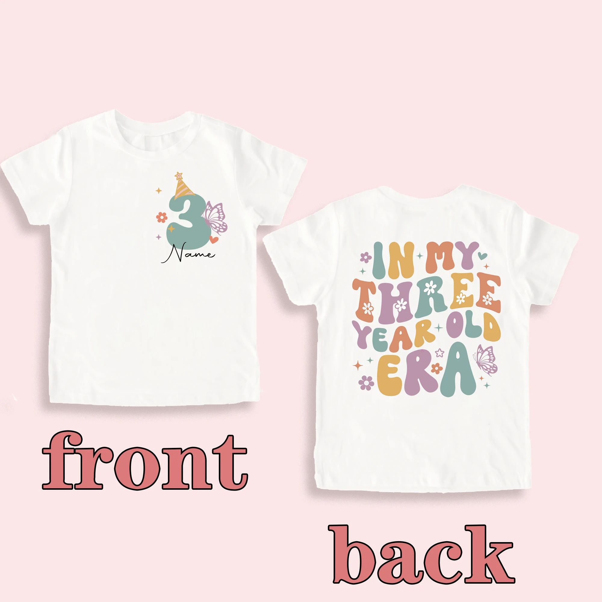 Camisa personalizada de cumpleaños para niñas, traje de fiesta de cumpleaños con nombre personalizado para niños de 1 a 9 años, camiseta de manga corta para niños, camisetas Retro para niñas - imagen 4